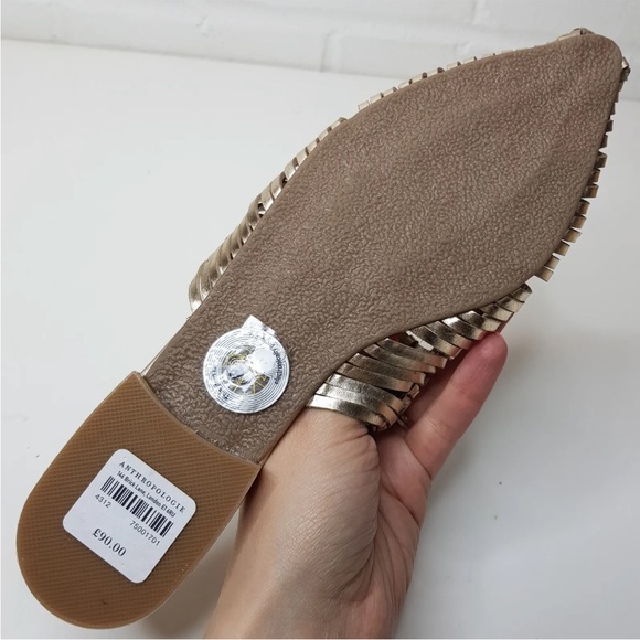 Matisse East End Leather Woven Sandals Sliders UK 6 EU 39 Gold Anthropologie - Picture 11 of 13